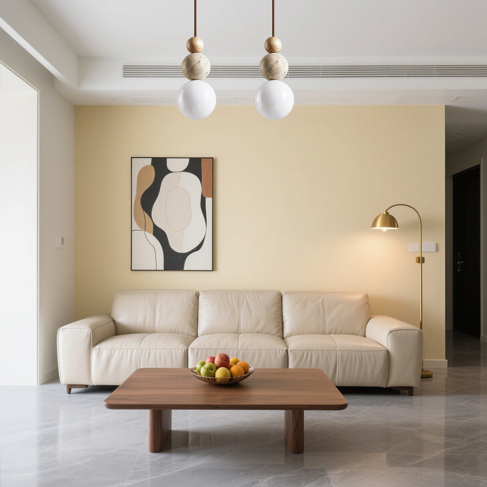 Lampada a Sospensione in Travertino Moderna e Semplice