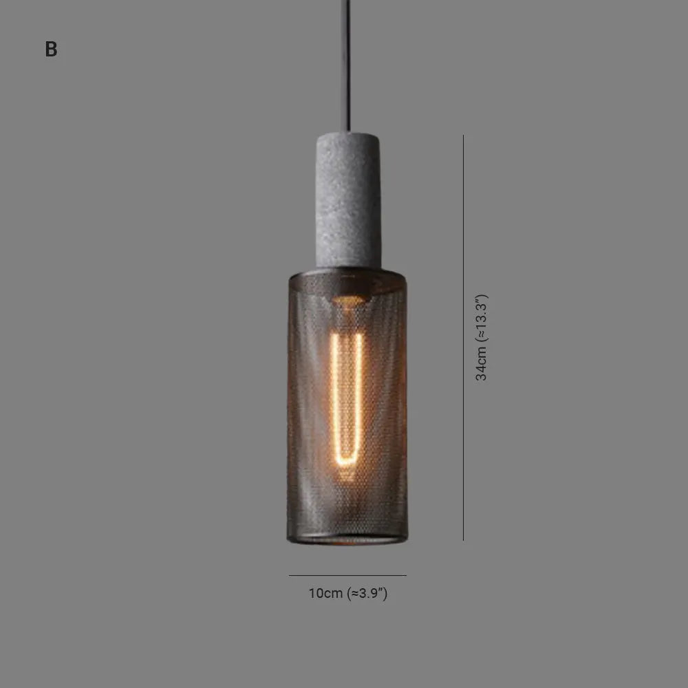 Xenith Lampada a Sospensione Industriale Cilindrica, Cemento/Metallo