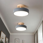 Glarefusion Rotondo Semi Flush Lampada da Soffitto in Legno