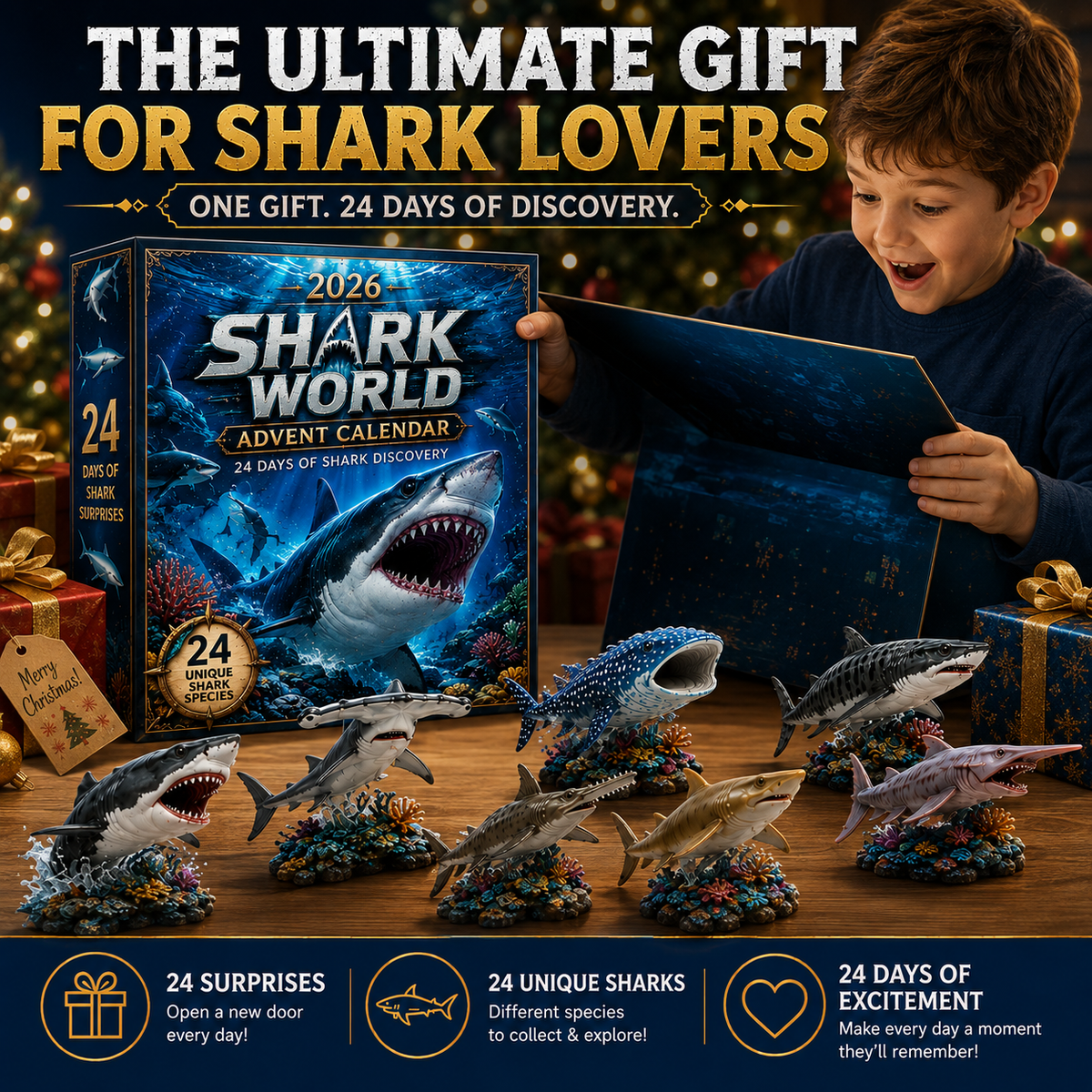 🔥50% di sconto solo per oggi-🦈 Calendario dell'Avvento Shark World 2026