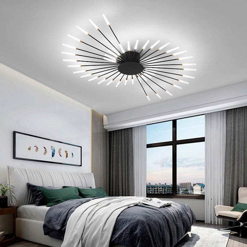 Wesley Flush-Mount Ceiling Light Fuochi d'Artificio, Nero/Oro