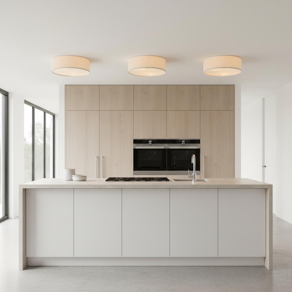 Lampada da soffitto a tamburo in lino per camera moderna