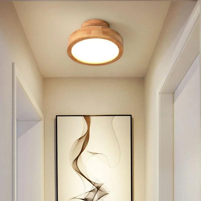 Lampada da soffitto rotonda in legno