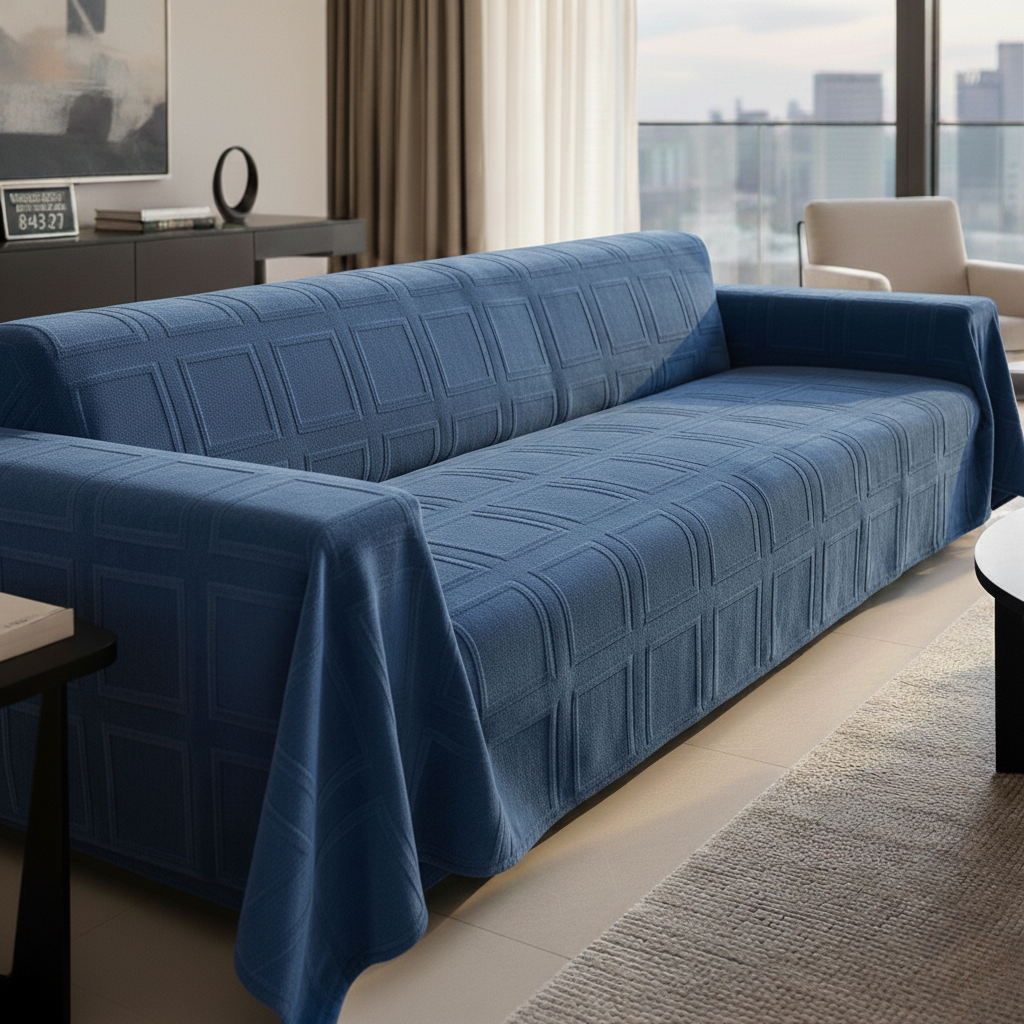 Coperta di Lusso in Unico Pezzo per Divano con Texture Architettonica