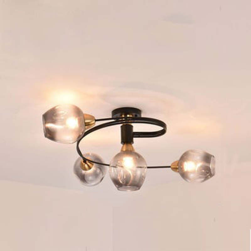Valentina Lampada da Soffitto Flush Mount, Vetro, Nero/Oro, Sala da Pranzo