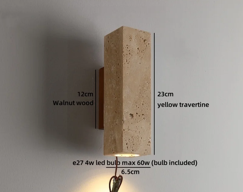 TerraLume Wabi-Sabi Travertino Lampada da Parete LED