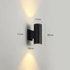 Lampada da Parete Esterno a Doppia Testa in Metallo Minimalista Kren, Nera