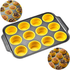 Stampo per Muffin in Silicone con Struttura Metallica Robusta – Stampo Flessibile per Muffin e Cupcake