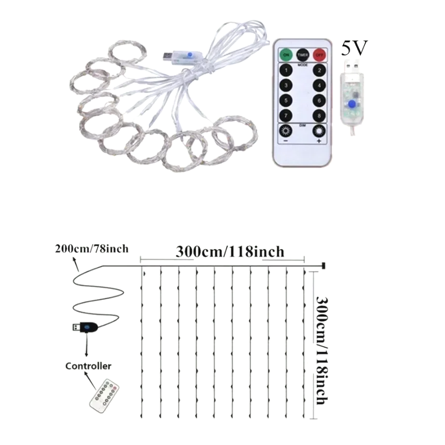 LumiCurtain USB LED Illuminazione per Tende con Telecomando
