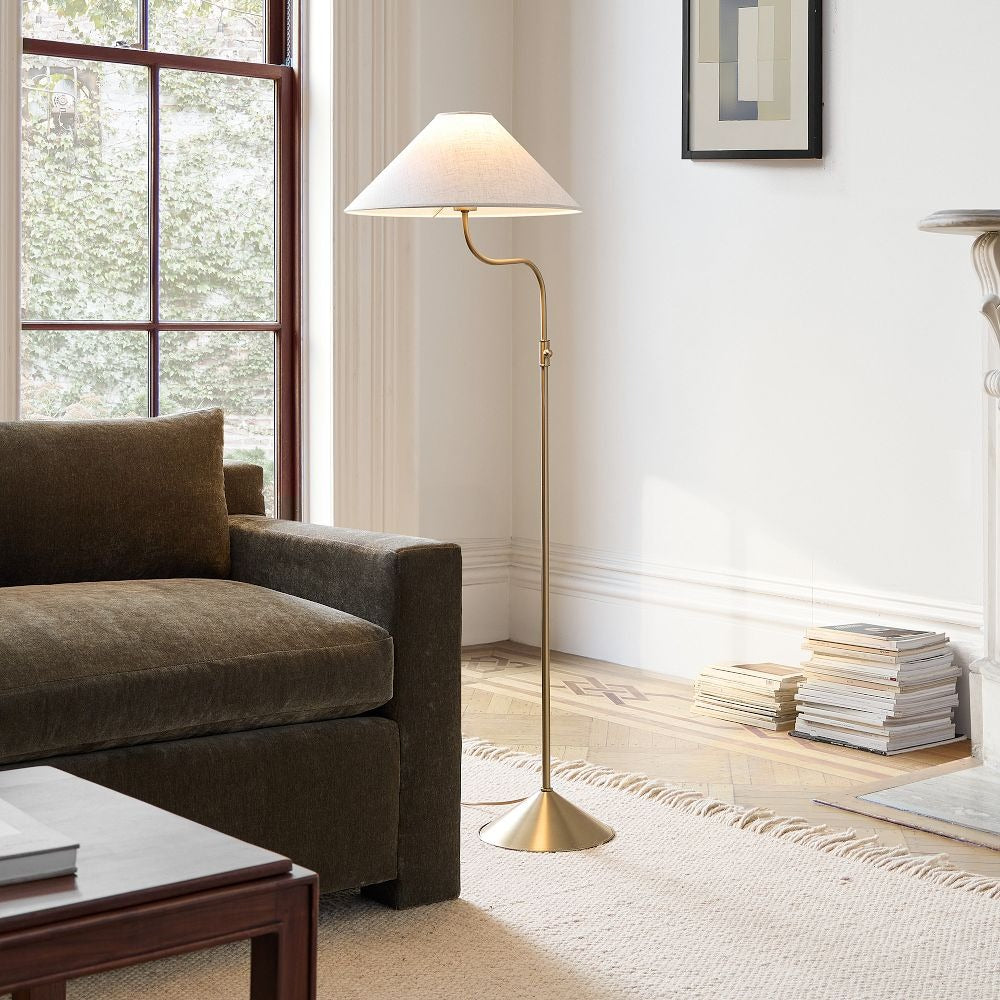 Lampada da Terra con Paralume in Lino Lieve per Soggiorni Moderni