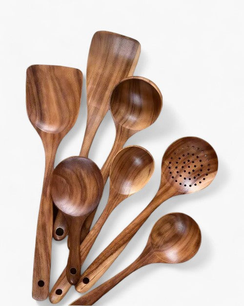 Set di Utensili da Cucina in Legno di Teak