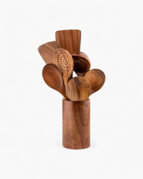 Set di Utensili da Cucina in Legno di Teak