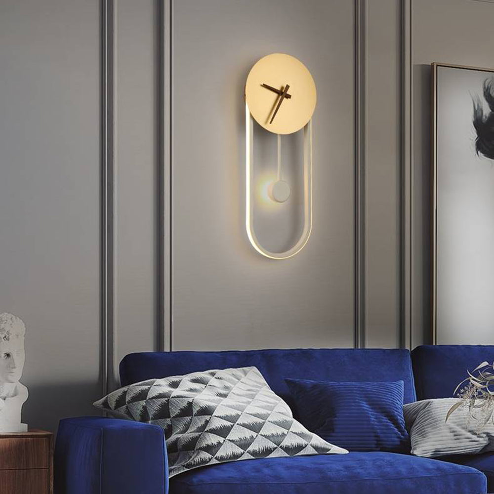 Lampada da Parete Orologio Nordic Arisha, Oro e Nero