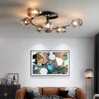 Valentina Lampada da Soffitto Flush Mount, Vetro, Nero/Oro, Sala da Pranzo