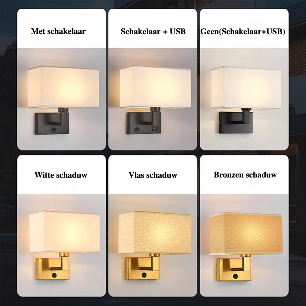 Lampada da Parete Moderna con Paralume in Tessuto