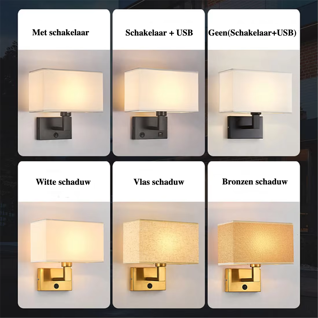Lampada da Parete Moderna con Paralume in Tessuto