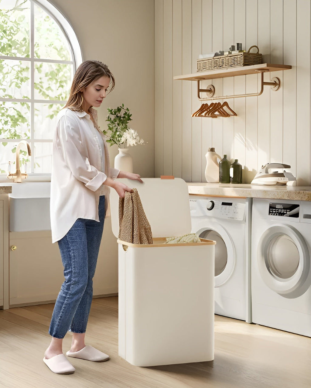 Cesto della biancheria con capacità di 150L – Grande e Stabile | Perfetto per Casa e Camera da Letto