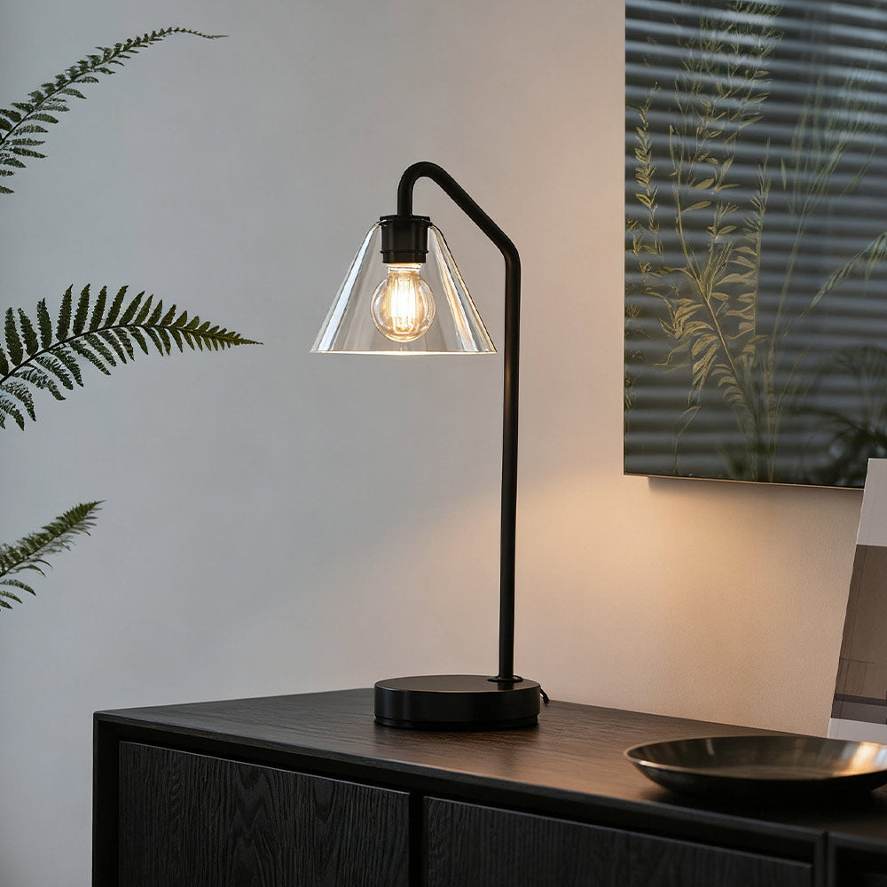 Lampada da Tavolo Cone Moderna in Vetro Latte