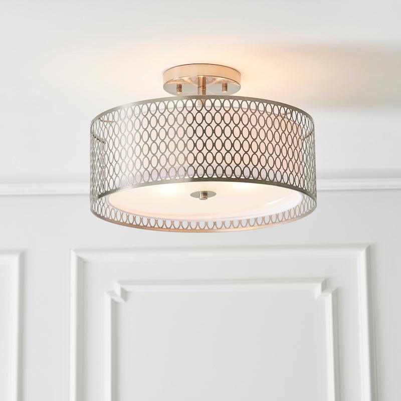 Cordero 3 Luci Nickel Flush Soffitto Lampada