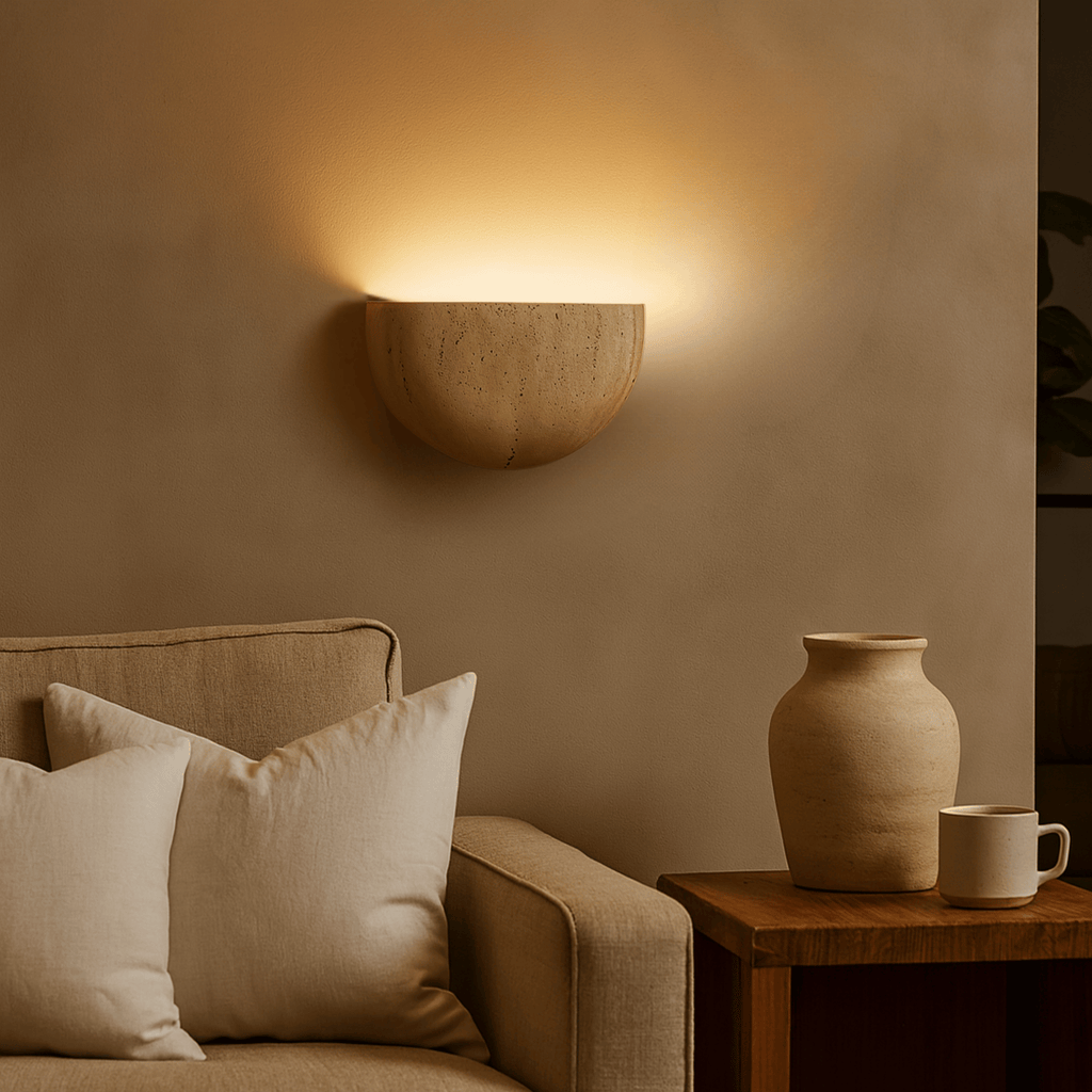 Applique in Pietra Wabi Sabi con Illuminazione Ambientale Soffusa