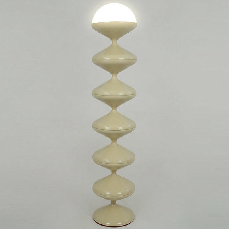 Lampada da Terra Rotonda in Ferro Acrilico Crema Contemporanea Scandinava a 1 Luce per Camera da Letto