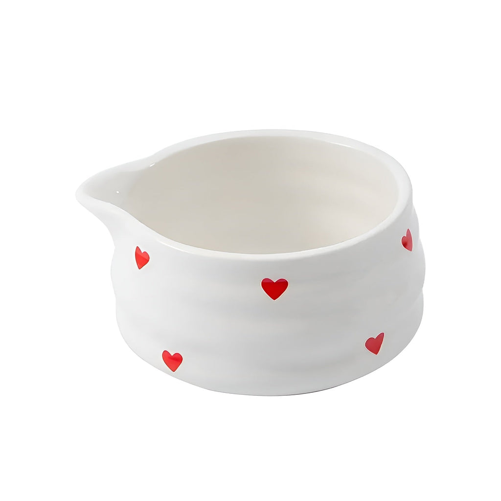 Ciotola per Matcha con design a cuore – 4/5 pezzi con versatore e frusta in bambù | Ideale per uso domestico