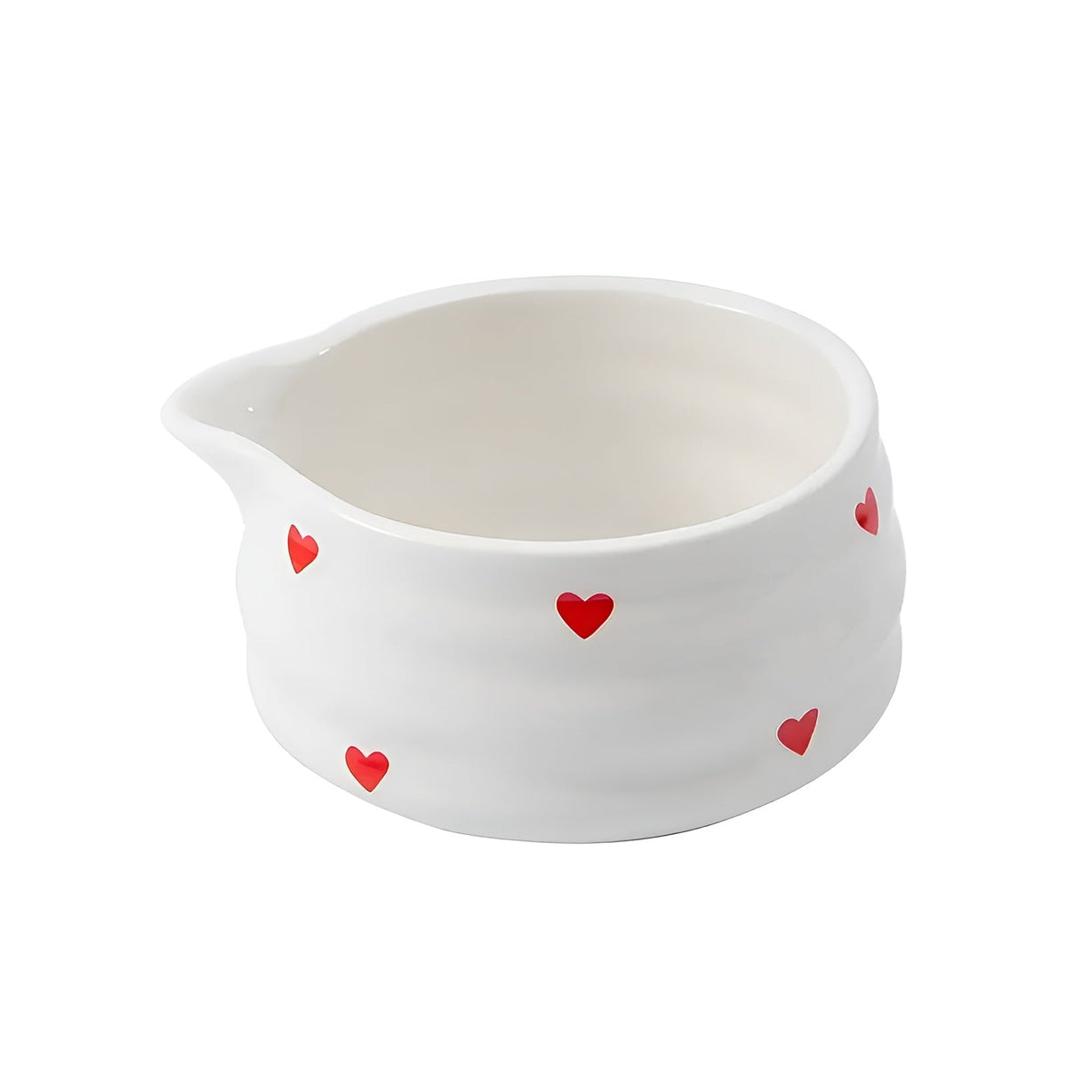 Ciotola per Matcha con design a cuore – 4/5 pezzi con versatore e frusta in bambù | Ideale per uso domestico