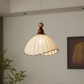Lampada a sospensione in tessuto plissettato vintage
