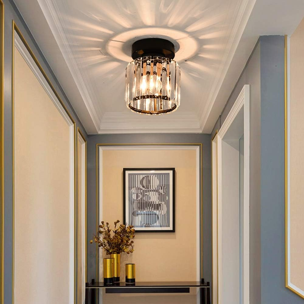 Talrex | Moderno Faretto da Soffitto Nero con Ombra di Cristallo per Corridoio e Soggiorno