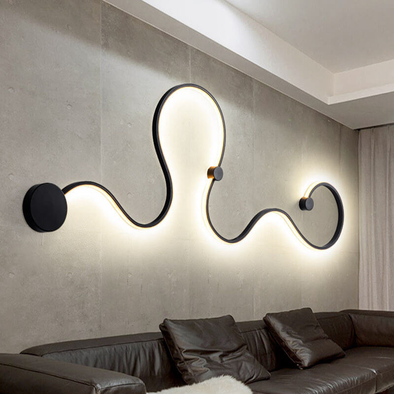 Lampada da Parete Curva LED Moderna in Alluminio a Forma di Serpente con 1 Luce
