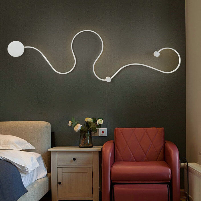 Lampada da Parete Curva LED Moderna in Alluminio a Forma di Serpente con 1 Luce