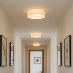Lampada da soffitto a tamburo in lino per camera moderna