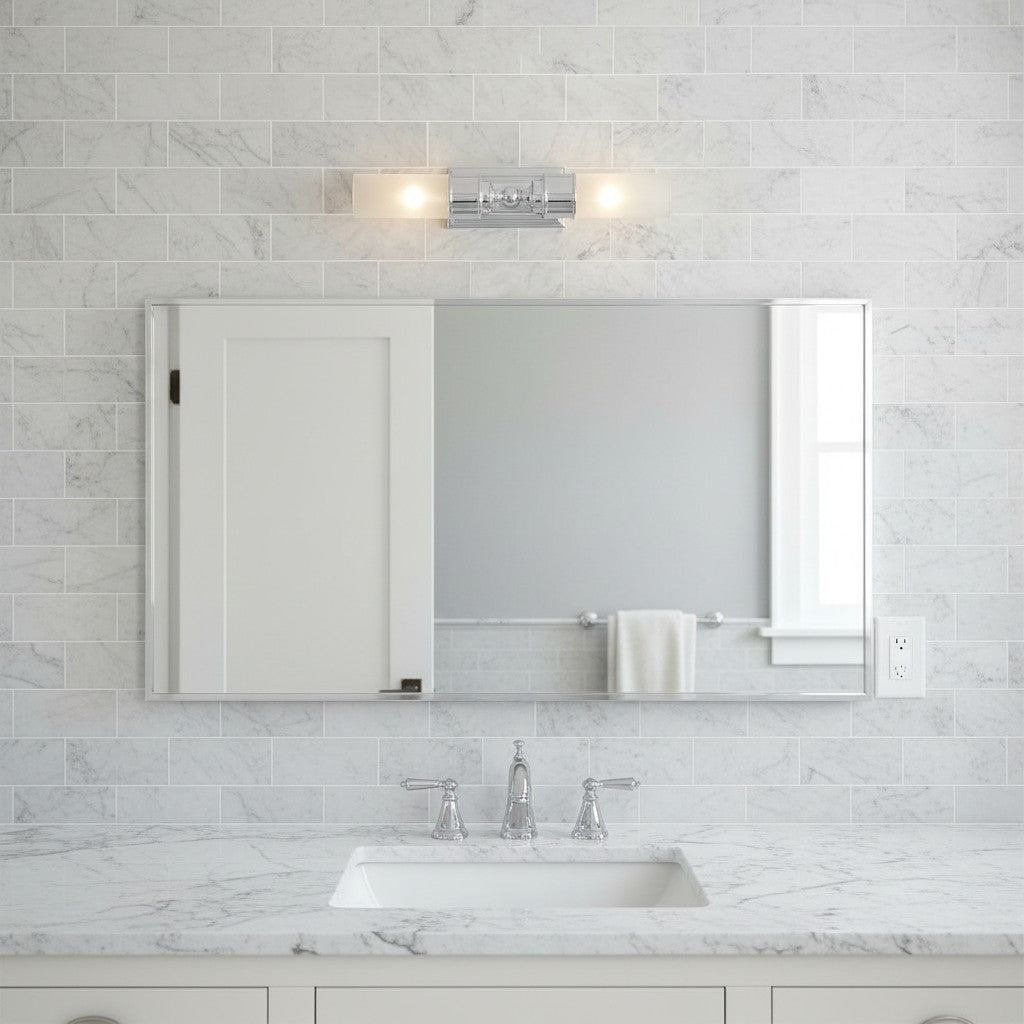 Applique da Bagno Contemporanea a Tubo in Vetro Doppio Elite