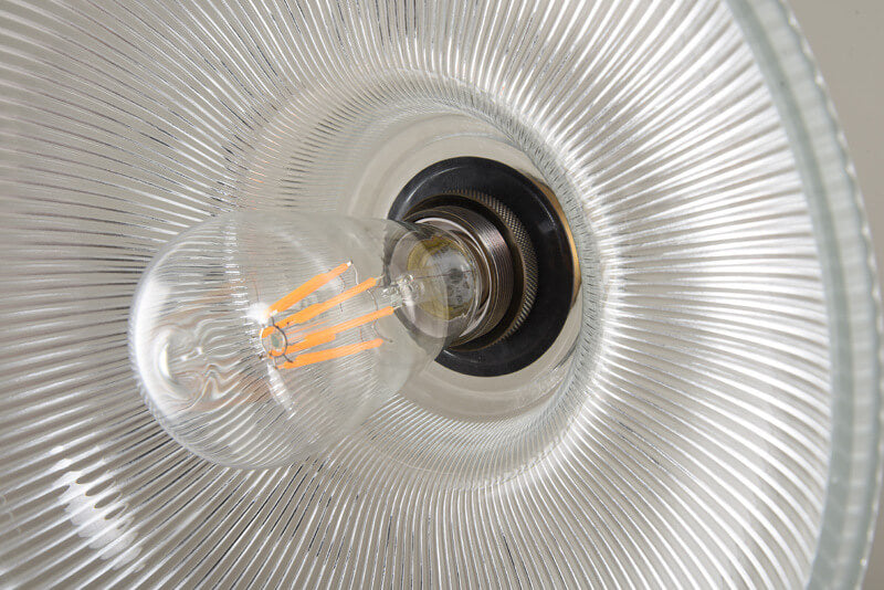 Lampada a Sospensione Vintage con Coperchio Striato in Vetro 1 Luce