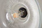 Lampada a Sospensione Vintage con Coperchio Striato in Vetro 1 Luce