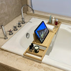 BambooLux - Vassoio per vasca da bagno estensibile per un relax simile a una spa