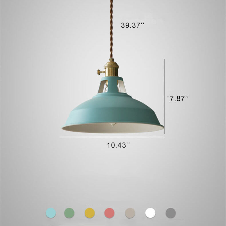 Lampada a sospensione industriale a 1 luce con paralume colorato