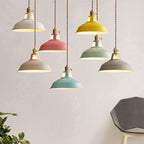 Lampada a sospensione industriale a 1 luce con paralume colorato