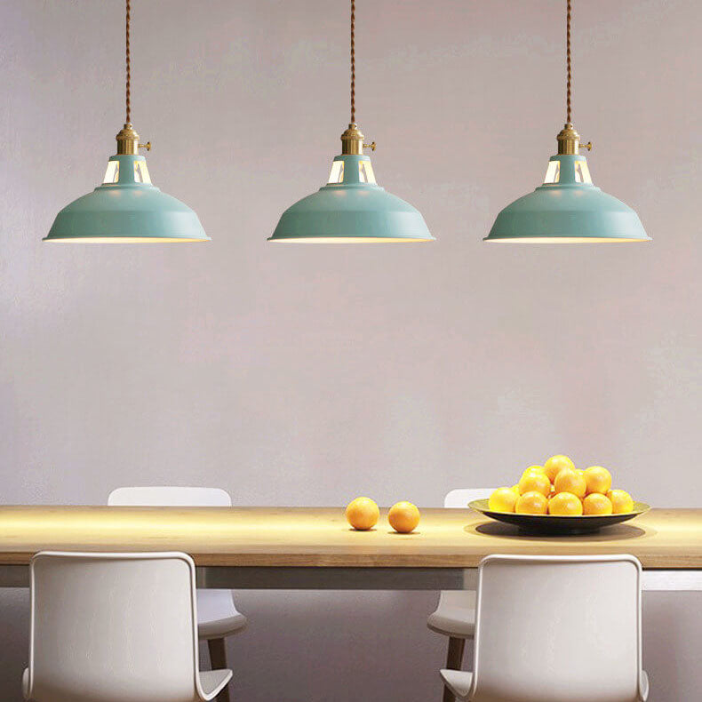 Lampada a sospensione industriale a 1 luce con paralume colorato