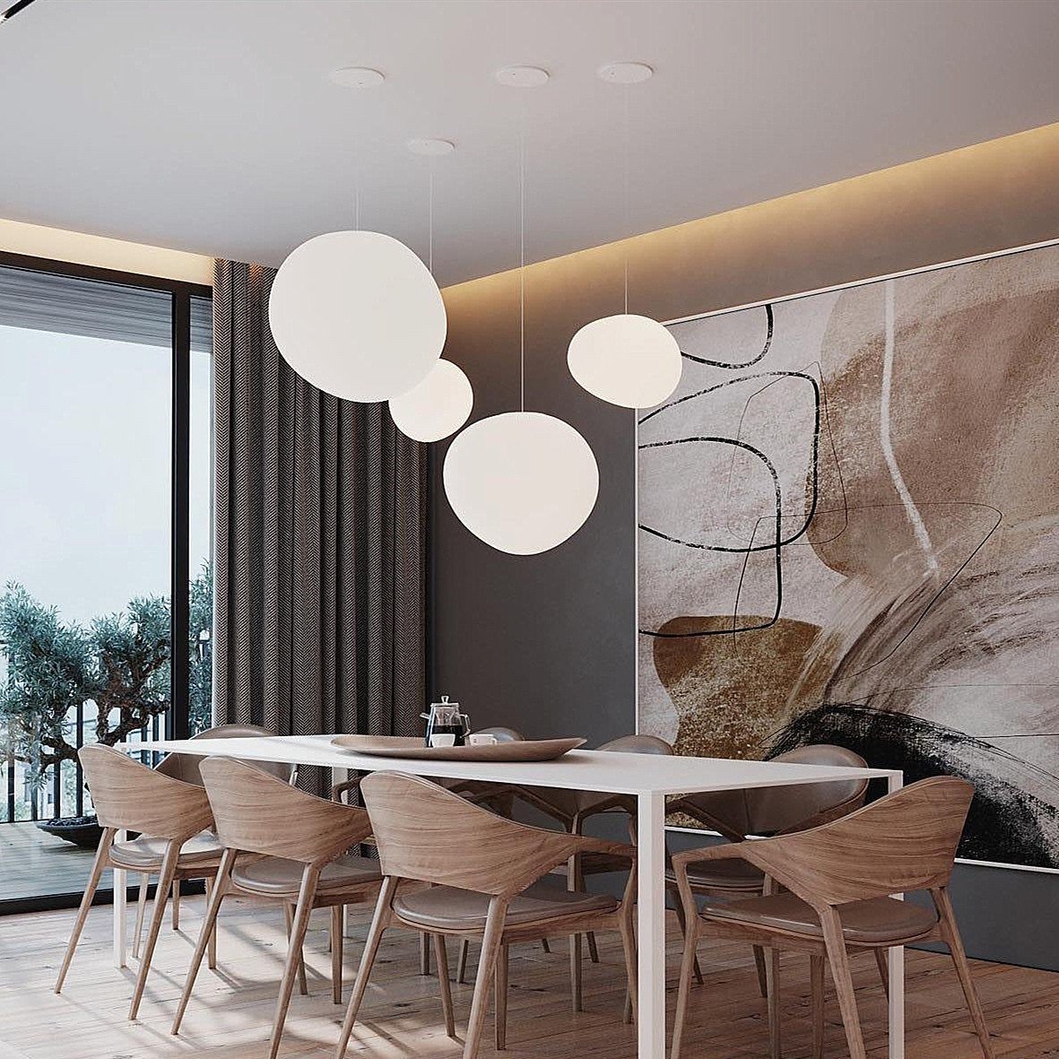 Lampada a Sospensione Pebble in Stile Art Deco Nordico per Soggiorno