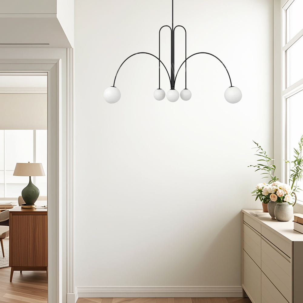 Lampada a Sospensione Moderna in Vetro Bianco Rotondo