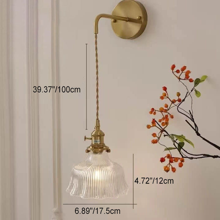 Applique da muro in vetro di rame con fiore minimalista moderno nordico a 1 luce