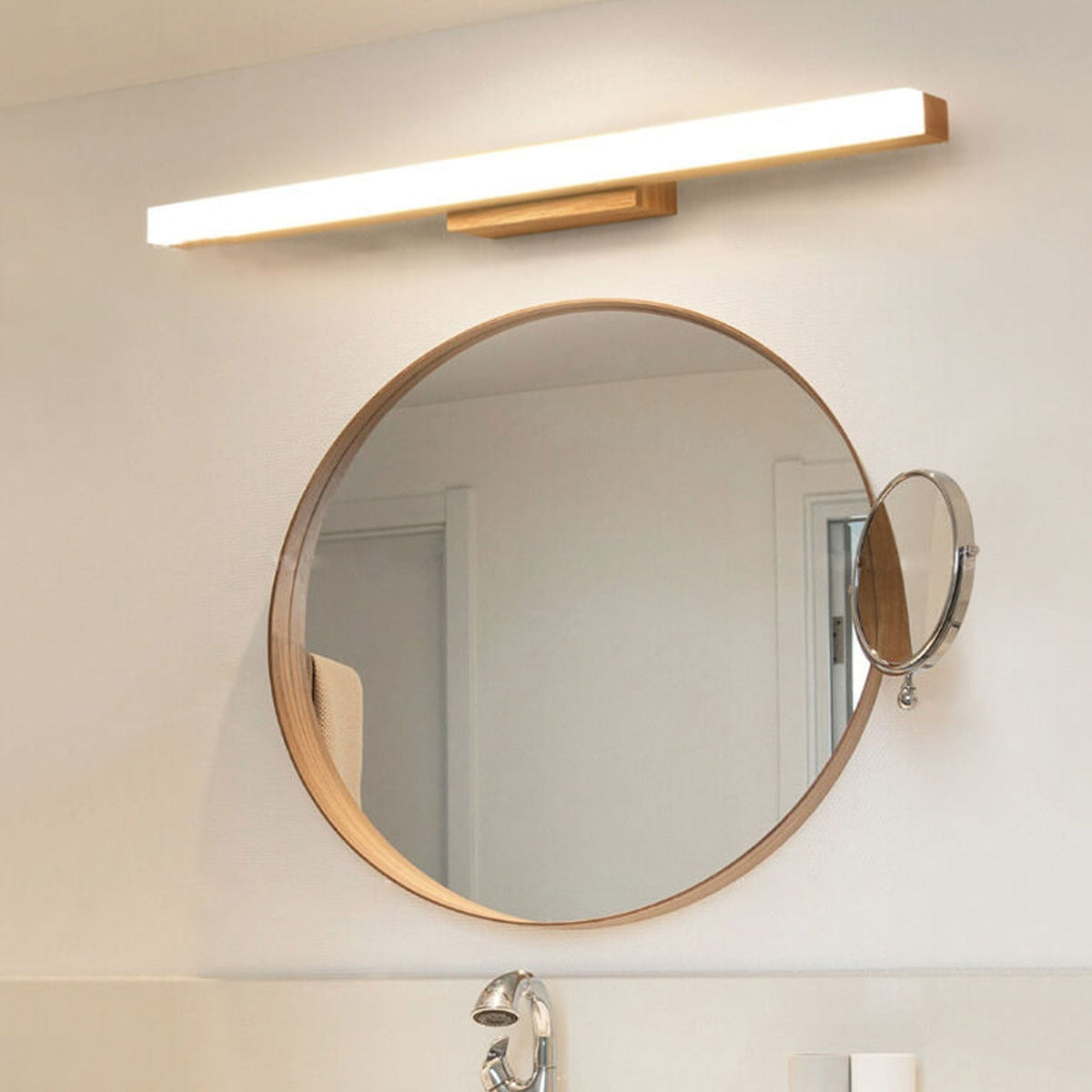 Lampada da parete LED a striscia lunga in legno minimalista nordico