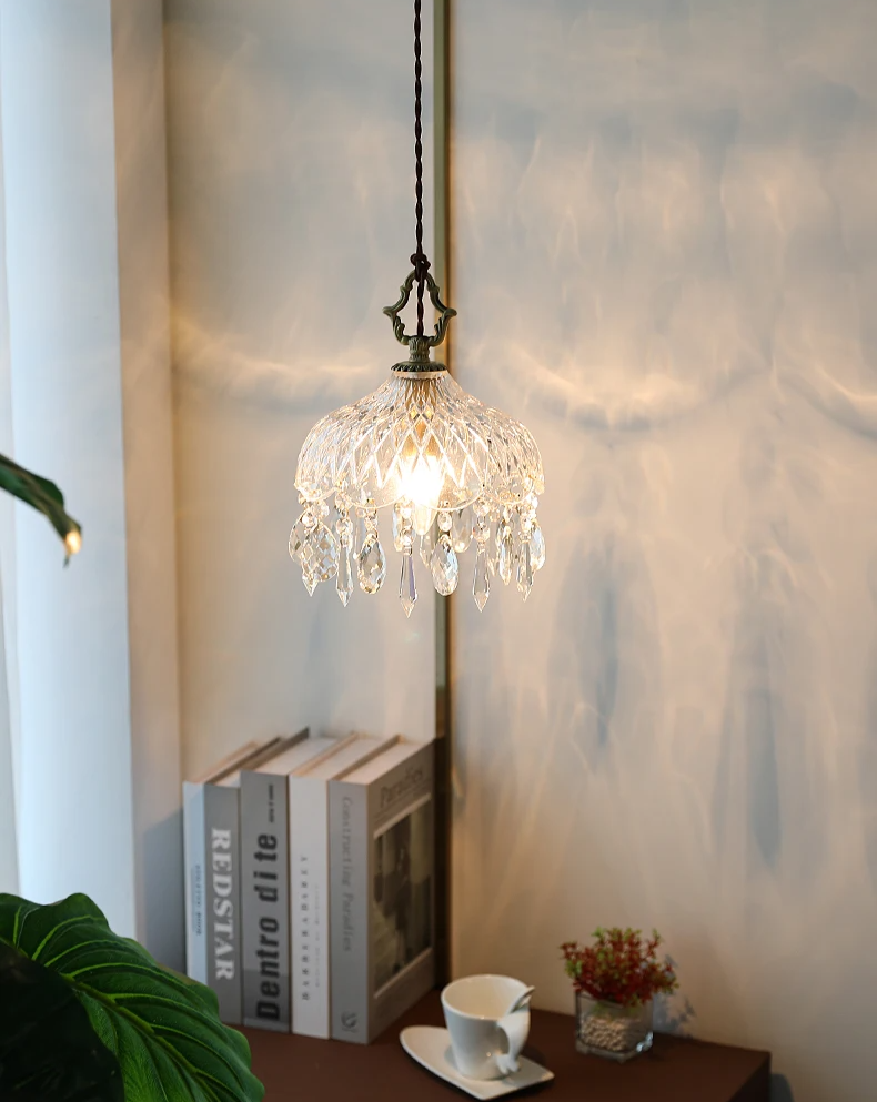Lampada a sospensione in vetro retro francese