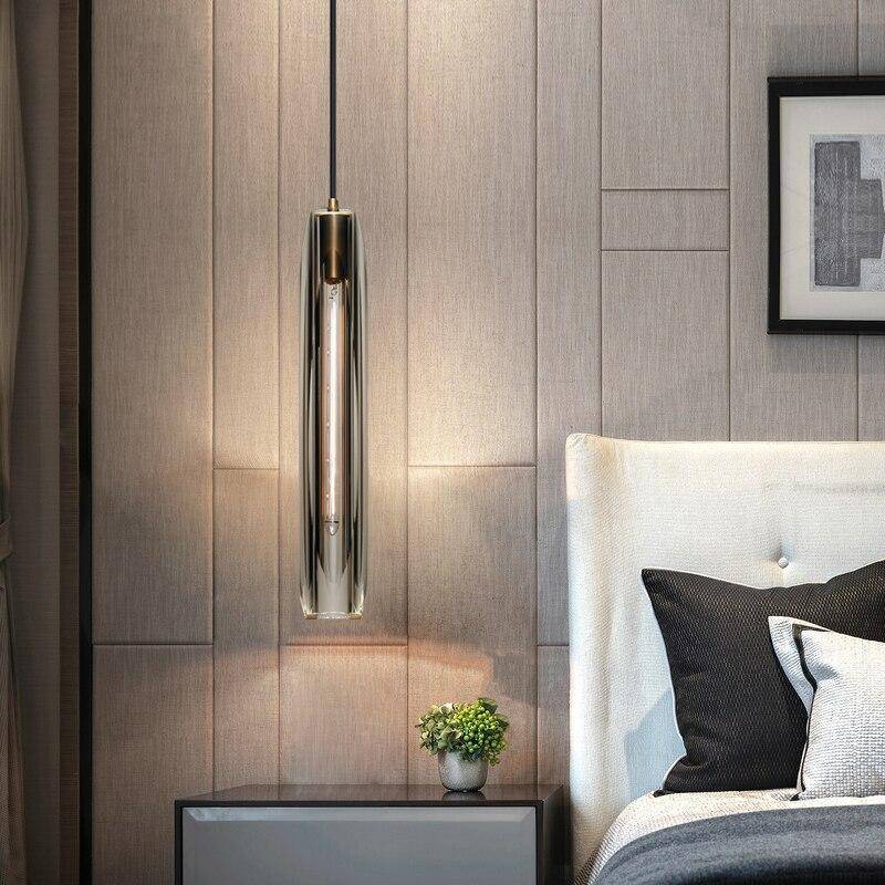 Lampada a sospensione in vetro designer di ottone di giugno fumé