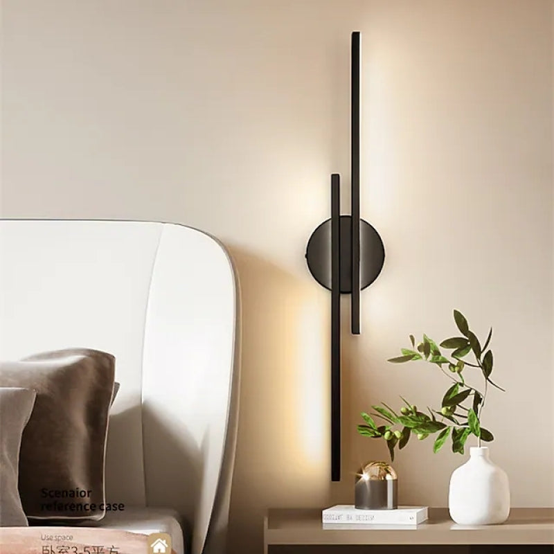 Elgo Moderno Nordic Disco/Linea Lampada da Parete LED in Metallo, Nero/Bianco