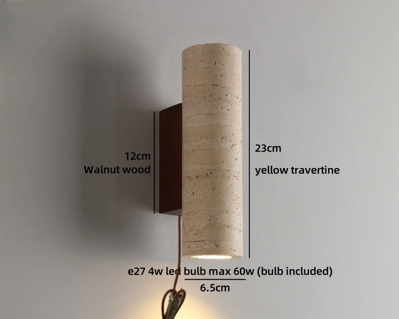 TerraLume Wabi-Sabi Travertino Lampada da Parete LED