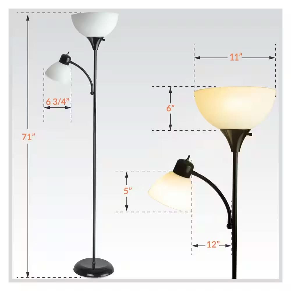 Lampada da Terra LED con Due Fonti di Luce – Lampada da Terra con Luce di Lettura