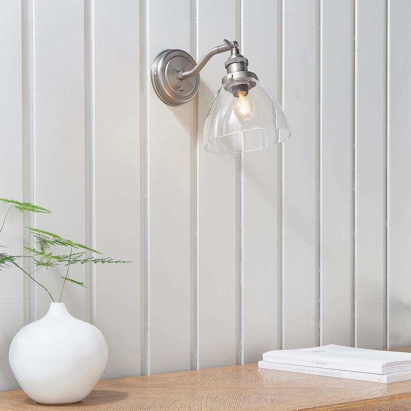 Lampada da Parete Hansen in Argento Spazzolato