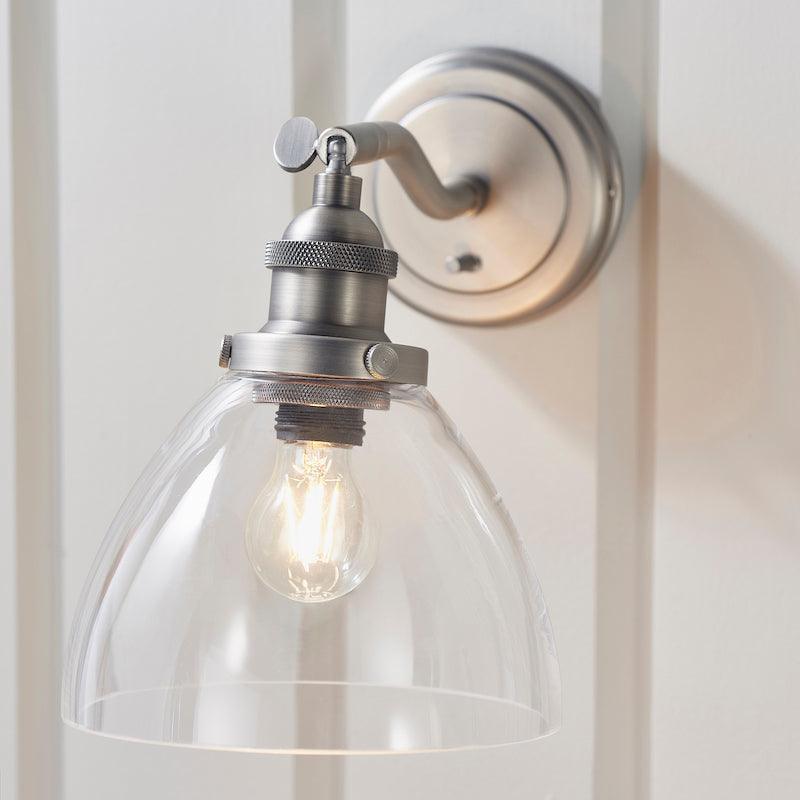 Lampada da Parete Hansen in Argento Spazzolato